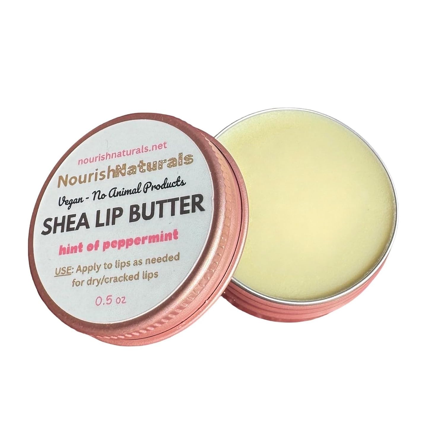 Shea Lip Butter - All Natural 4 Ingredient Lip Balm - for dry cracked lips, travel sized, ultra moisturizing vegan lip balm, for long lasting hydration, natural Peppermint scent