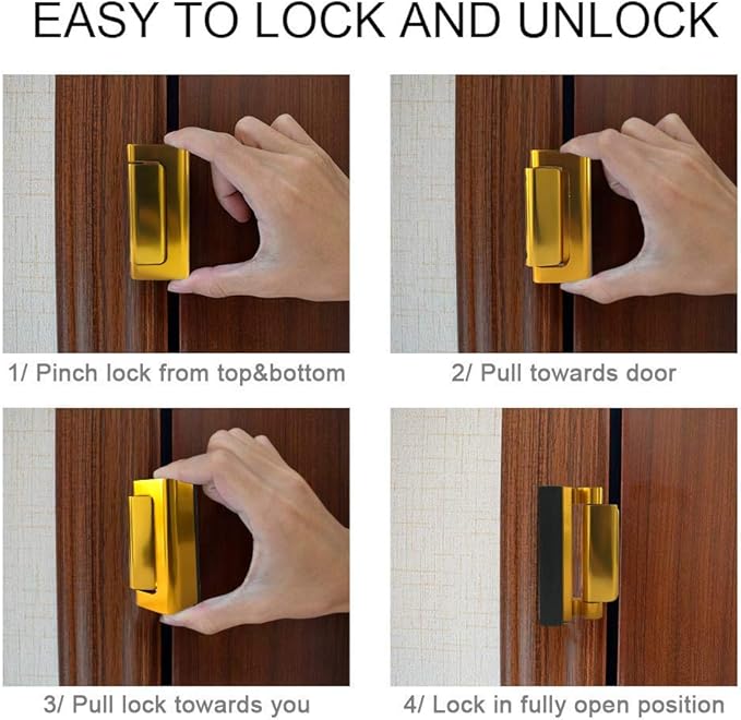 2 Pack Door Reinforcement Locks with 8 Screws, Home Security Door Lock for Toddler, Childproof Door Lock Night Lock Withstand 800 Lbs Red Gold