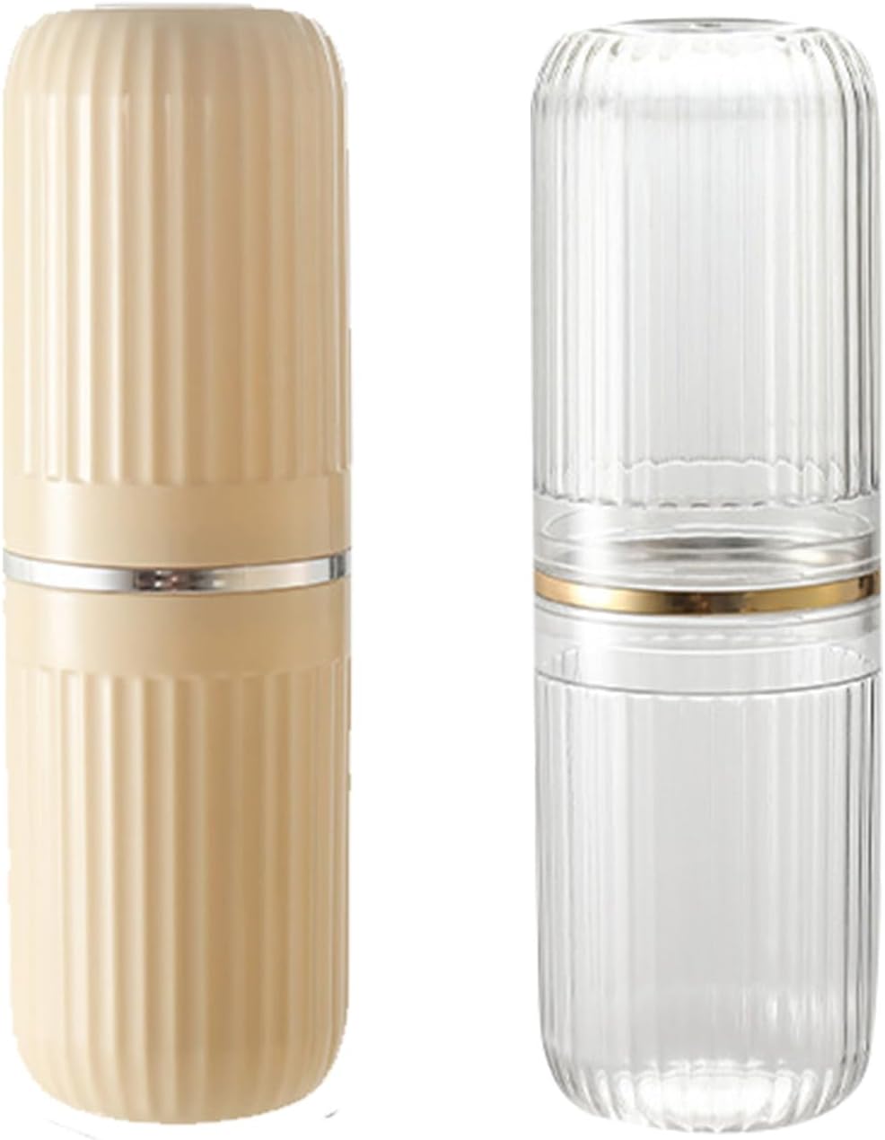 Travel Toothbrush Cup Case, Toothbrush Travel Container Portable Travel Toothbrush Holder Toothpaste Storage for School Camping Business Trip Bathroom (White,Yellow)