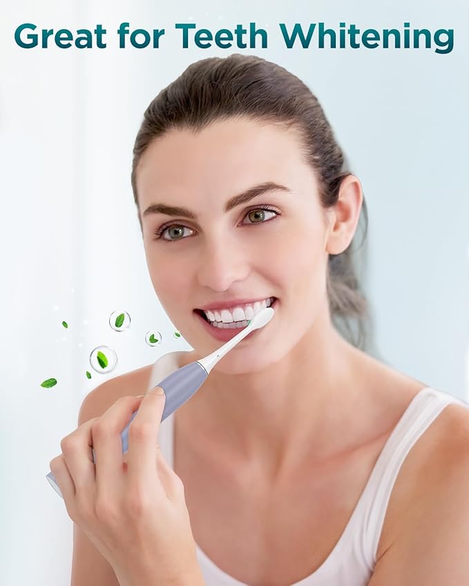 Rtauys S5 Sonic Electric Toothbrush for Adults with 8 Brush Heads, IPX7 Electric Toothbrush with Travel Case, 2.5 Hours Charge for 120 Days, 5 Modes with 2 Minutes Built in Smart Timer Light Purple