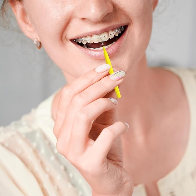 3-Pack Dental Care Kit - Angled Orthodontic Toothbrush, Interdental Brush, and Standard Toothbrush with Travel Case, Soft Bristles for Braces and Teeth Cleaning