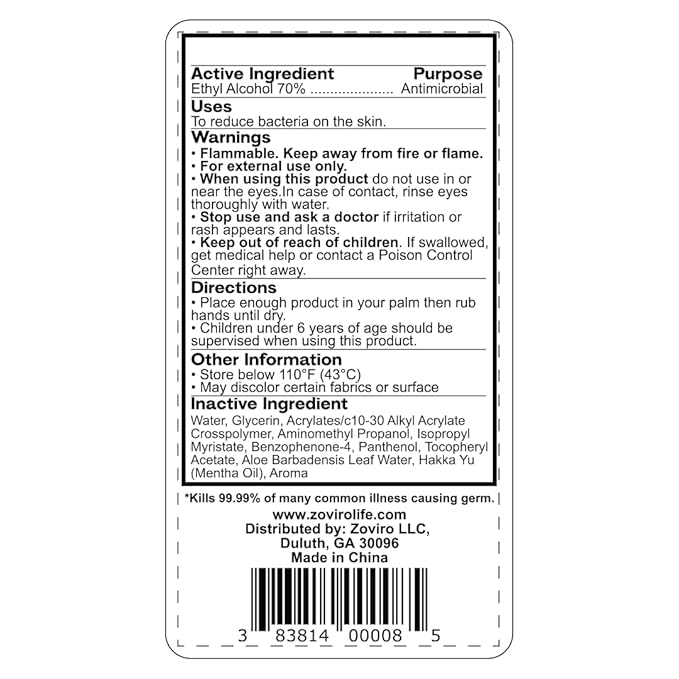 Zoviro Hand Sanitizer Gel, 2 Fl Oz Flip-Cap Bottle, Moisturizing with Essential Oils and Aloe, Refreshing Scent, Rinse-Free Formula, Mini Hand Sanitizer Travel Size (Pack of 50)