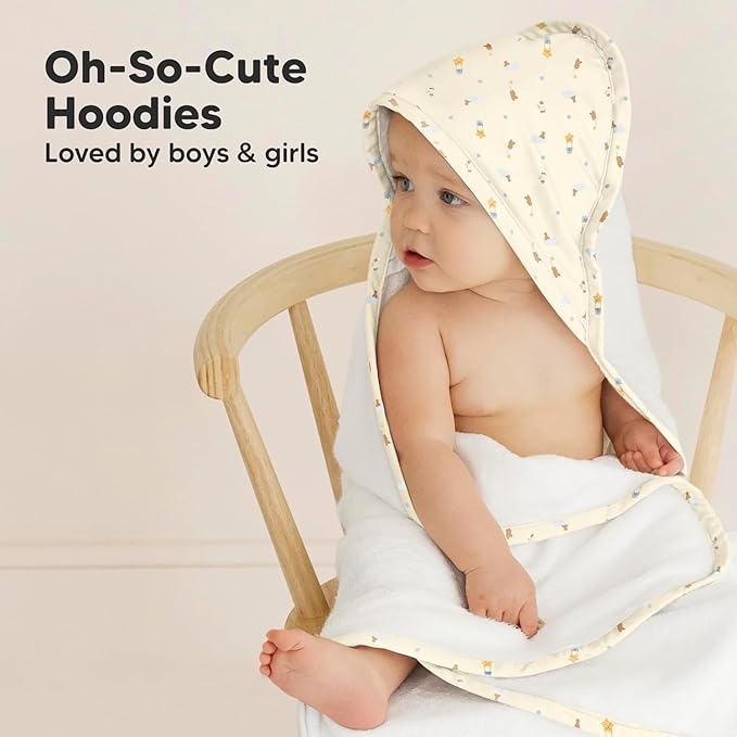 KeaBabies Hooded Baby Towel for Newborn - Viscose Derived from Bamboo Large Baby Bath Towels with Hood for Boys, Girls, Toddler, Extra Absorbent & Soft Newborn Bath Essentials (Dreamers, Regular)