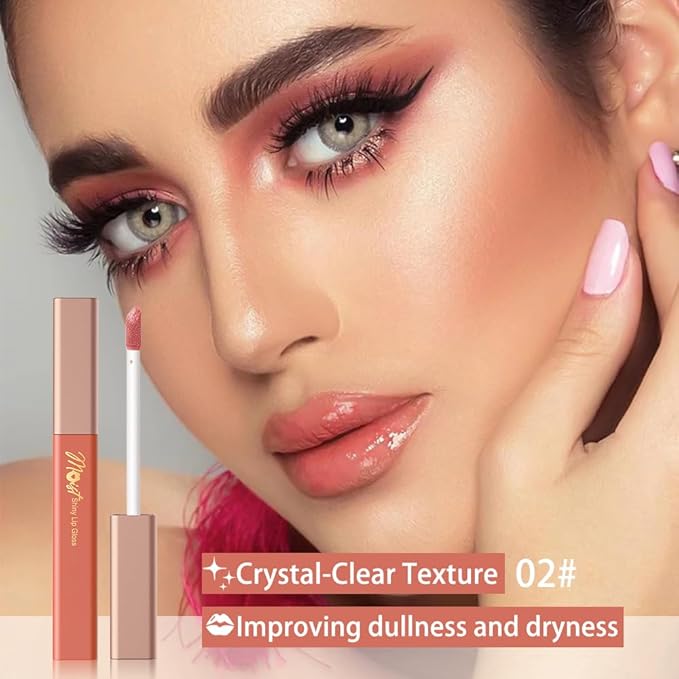 Lip Stain Hydrating High Shine – Lightweight Non-Sticky Glossy Lip Tint, Mirror Shine Moisturizing Lip Makeup for Plump & Full Lips, Long-Lasting Rich Color Lip Glaze, Soft Smooth Lip Gloss 02#