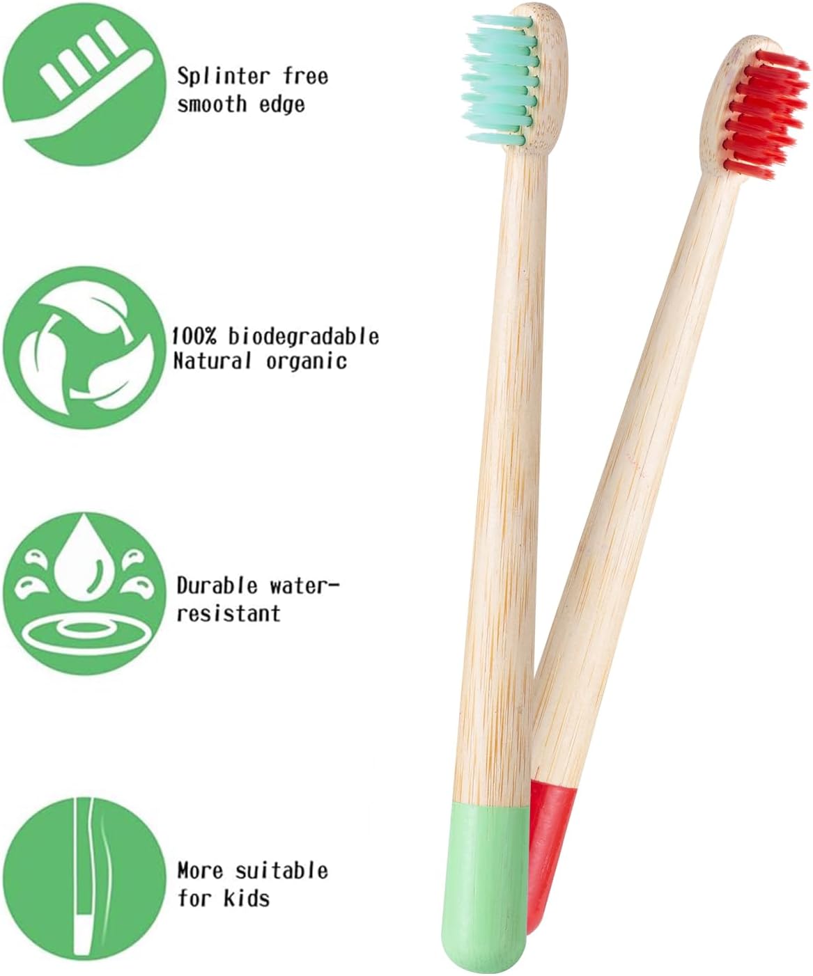 Kids Bamboo Toothbrushes, BPA Free Extra Soft Bristles for Children, Eco-Friendly Natural Bamboo Toddler Toothbrusht, Biodegradable Compostable Tooth Brushes(6 Pack)