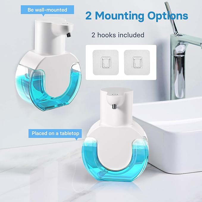 2 Pack Automatic Foaming Soap Dispenser 14.2oz/420ML Touchless Automatic Foaming Soap Dispenser,Rechargeabled Wall Mounted Smart Soap Dispenser for Bathroom Kitchen