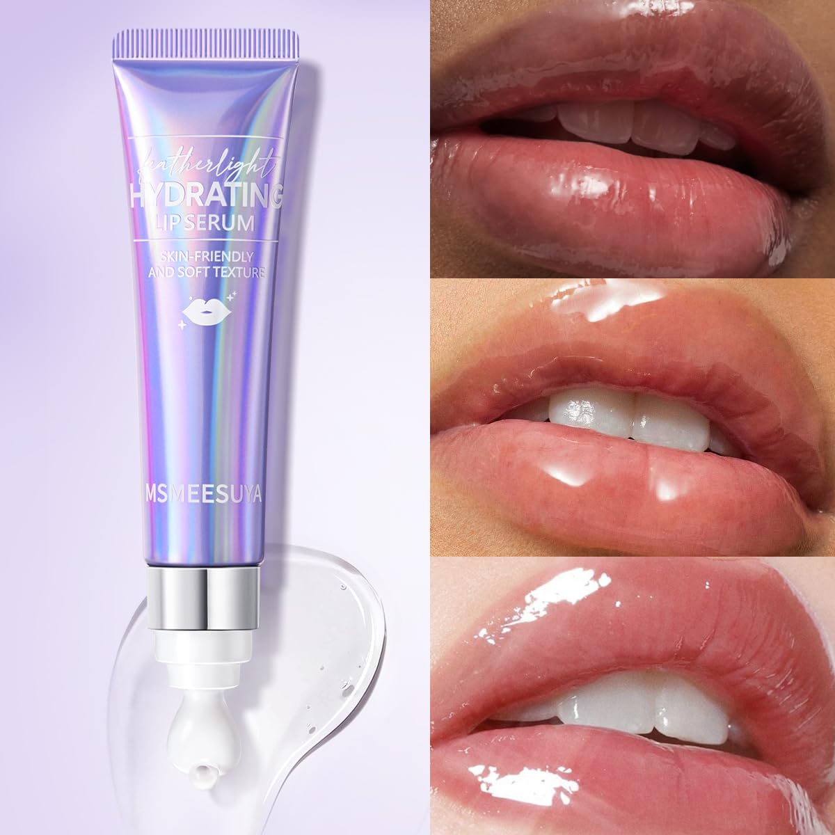 Lip Balm & Serum for Dry Lips, Featherlight Hydrating Balm, Non-Sticky Lip Moisturizer for Smooth & Glossy Lips, 2-Pack (0.5oz Each)