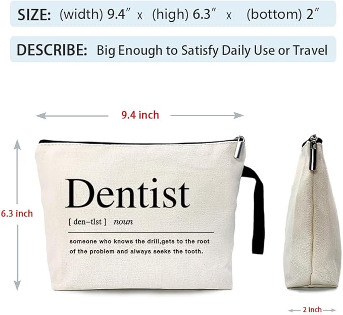 ZHANTUONE Dentist Cosmetic Bag,Dental Gift For Woman,The Birthday Gift for Dentists, Funny Dentists Gift, For Women Dental Hygienist Makeup Bag, Dental Assistant Gifts, Gift Dental Graduation