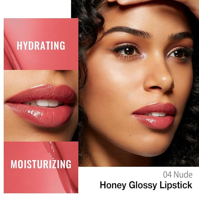 evpct Nude Honey Lipstick Tinted Lip Balm, Sheer Hydrating Shine Tinted Lipstick for Women, Moisturizing Lip Color, Nourishing Tinted Lip Balm Plumper Gloss Stain, Glossy Shiny Finish, 04 Nude