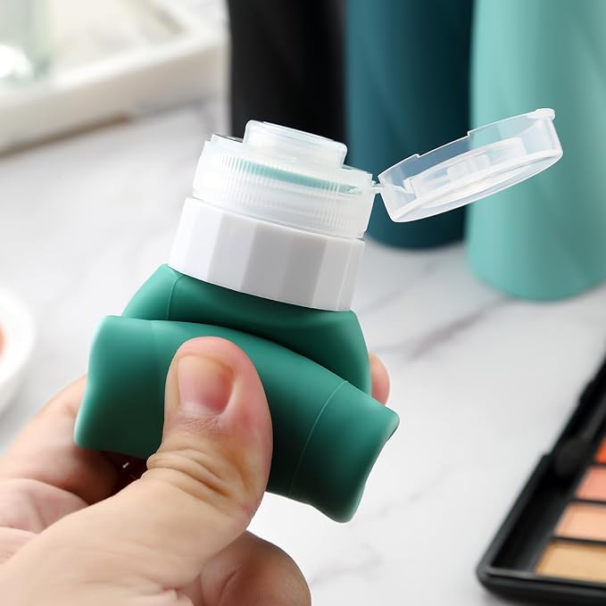 Gemice Travel Bottles - 3oz TSA Approved Containers, BPA Free, Leak Proof, Squeezable Silicone, Clear Toiletry Bag (4 Pack)