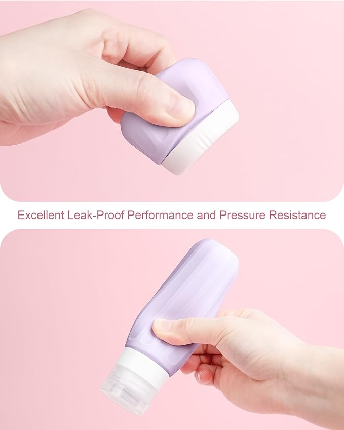 Travel Size Toiletries 8 Pack, TSA Approved 3oz/1oz Silicone Refillable Containers with Clear Travel Bag