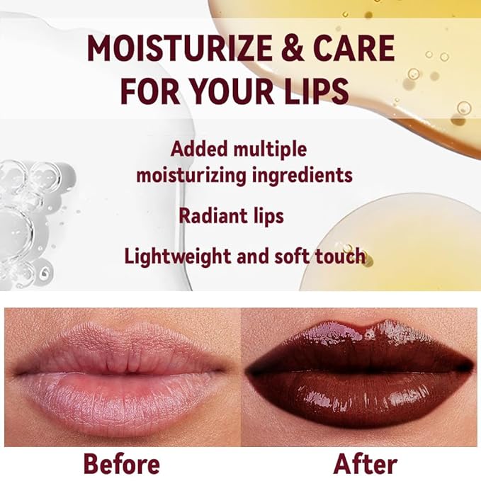 2Pcs Browm Honey Tinted Lip Stain Lip Balm Lip Gloss Lipstick, Sheer Hydrating Lip Stains Tint, Moisturizing Lip Color for All Skin Tones, Nourishing Lip Balm with a Hint of Natural Black Cherry