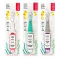 RADIUS Children's Toothbrush, Totz Plus Brush, Extra Soft Bristles, White & Coral/Mint & Grey/Grey & Purple, BPA Free ADA Accepted, for Delicate Teeth & Gums for Children 3 Years & Up, Pack of 3