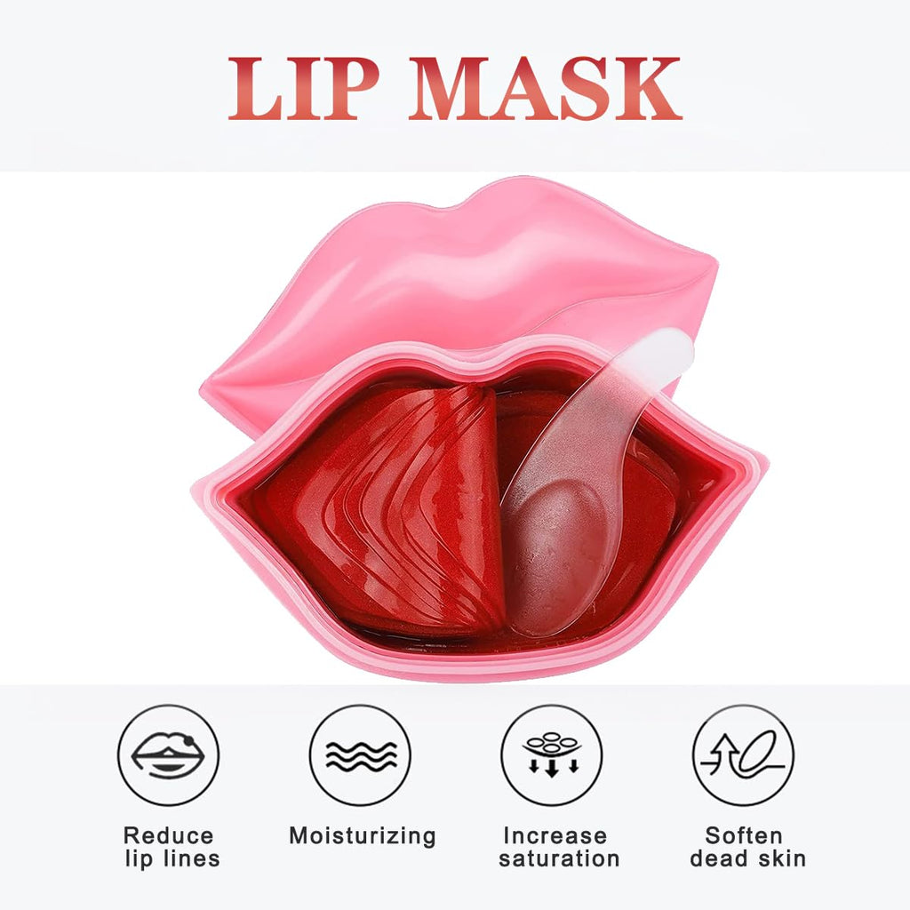 20PCS Collagen Lip Masks,Lip Care Lip Pads Great for Moisturizing,Nourishing & Firms Lip,Lip Sleeping Mask for Plumping Your Lips. (YUEHAO Lip Mask Red) (YUEHAO lip mask pink 125)