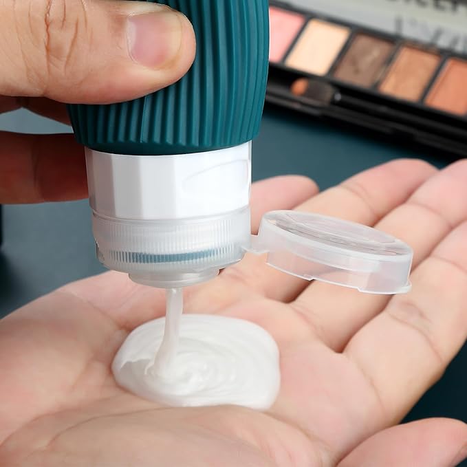 Travel Bottles for Toiletries, Tsa Approved 2oz Travel Bottles, BPA Free Leak Proof Travel Size Toiletry Containers, Refillable Travel Accessories with Toiletry Bag for Shampoo Liquid (4 Pack)