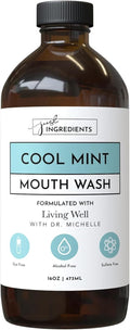 JUST Ingredients Cool Mint Remineralizing Mouthwash | Hydroxyapatite & Colloidal Silver Formula | Alcohol-Free | Fluoride-Free Mouth Rinse