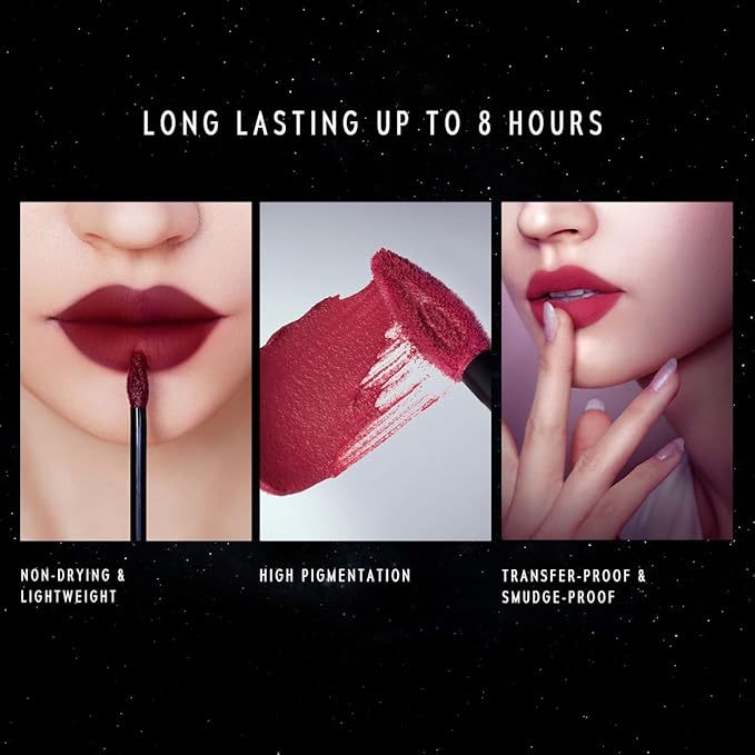 NEBULA VELVET LIP CREAM-Long Lasting Lip Stain, Waterproof and Transferproof Lip Tint, Matte Finish, Smooth Out Lip Lines, Lightweight & High Coverage, Stocking Stuffers (05 POLARIS)