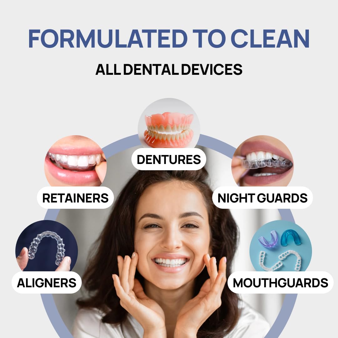 SmileAgain Retainer Cleaner - 90-120 Cleanings 12 Pack/3 Month Supply - for Clear Aligners, Dentures, Mouth Guards & Night Guards - Our Oral Appliance Cleaner & Denture Care Powder - Mint Flavored
