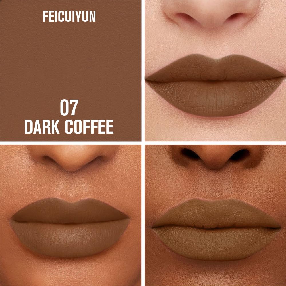 Matte Calligraphy Liquid Lip Liner Lipstick Pencil, Dark Coffee Long-Lasting Transfer-Proof Lip Stain, Lightweight Lipstick, Sheer Buildable Color, Fades to a Natural Wash of Colors