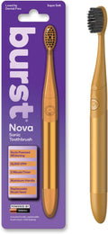Burst Nova Toothbrush (Orange) | Sonic Powered Teeth Whitening | Super-Soft Bristles | 18000 VPM | 2 Minute Timer | Aluminum Handle | Replaceable Brush Head | Compact Size | with AAA Battery