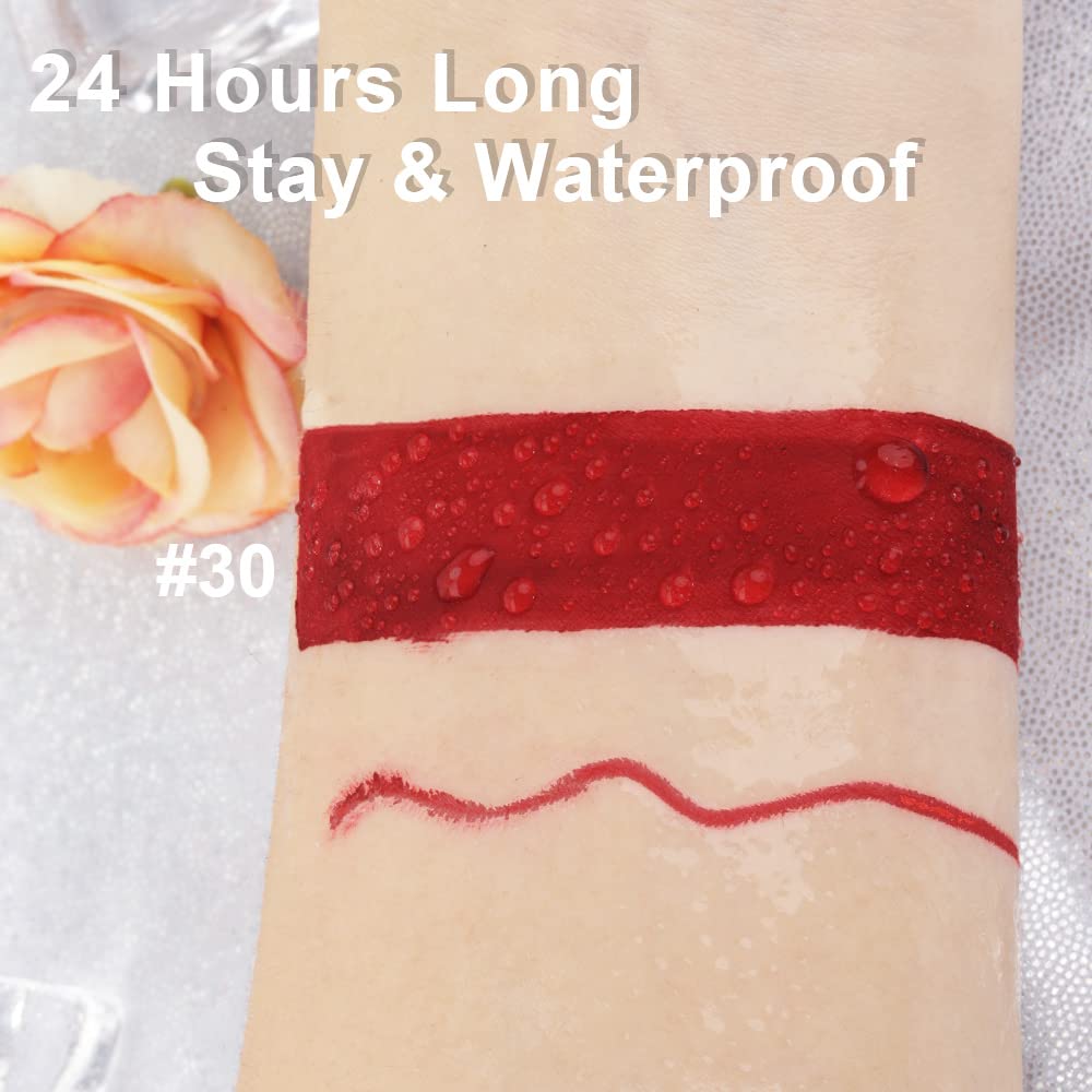 evpct 2Pcs Dark Oxblood Red Matte Lip Liner and Lipstick Combo Lip Gloss Stains Pencil Makeup Set Women Long Lasting 24 Hours Liquid Lipstick and Lip Liner Set labiales mate 24 horas originales