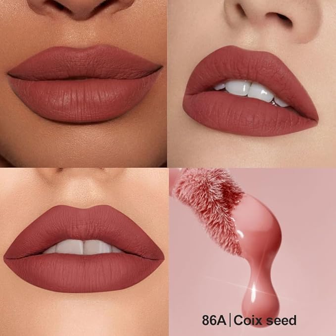 Velvet Matte Lip Stain – Long Lasting Waterproof Liquid Lipstick, Transfer-Proof Lightweight Lip Gloss, Non-Sticky Soft Matte Lip Tint with High Pigment, Smudge-Proof Lip Stain for All-Day Wear #86A
