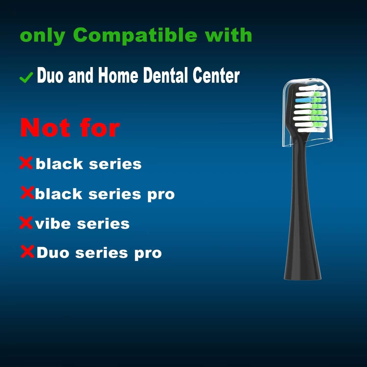 Replacement Toothbrush Heads 10 Pack Only for AquaSonic Duo and for Home Dental Center,5 Black+5 White，Not for AquaSonic Other Series