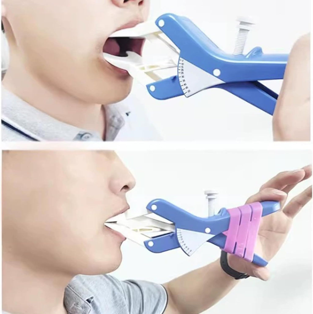 Flaring Mouth Opener, Silicone Mouth Exerciser, Dental Cheek Retractor, 7-50mm Adjustable Opening Distance, with Clear Angle Plate, for Oral Care, Postoperative Rehabilitation