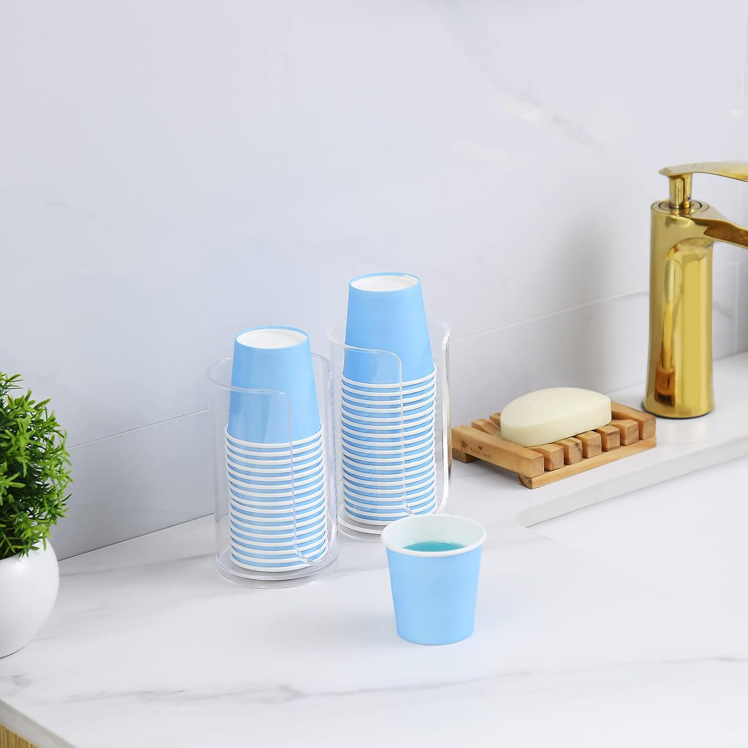 VITVITI 30 PACK Bathroom Mouthwash Cups, Disposable 3.7 OZ Coffee Paper Cup, Small Cup for Mouth Wash/Hot Cold Beverages Liquid/Tea, Blue