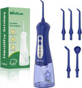 Water Flosser for Teeth, Portable Oral Irrigator Rechargeable Water Dental Flosser Pick with High Pressure 5 Jet Tips, IPX7 Travel Water Flossing for Brace Teeth Cleaner Gum Care