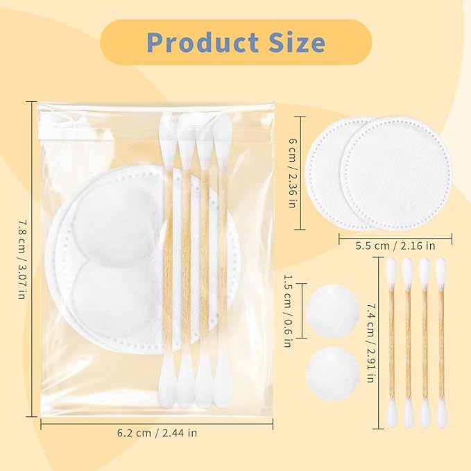 Travel Cotton Swabs Set Portable,Hotel Vanity Kit Individually Wrapped,Vanity Kit Travel,Include Cotton Swabs Cotton Balls,Cotton Rounds for Ear,Cosmetics,Makeup Remover,Nail Polish Remover (50)
