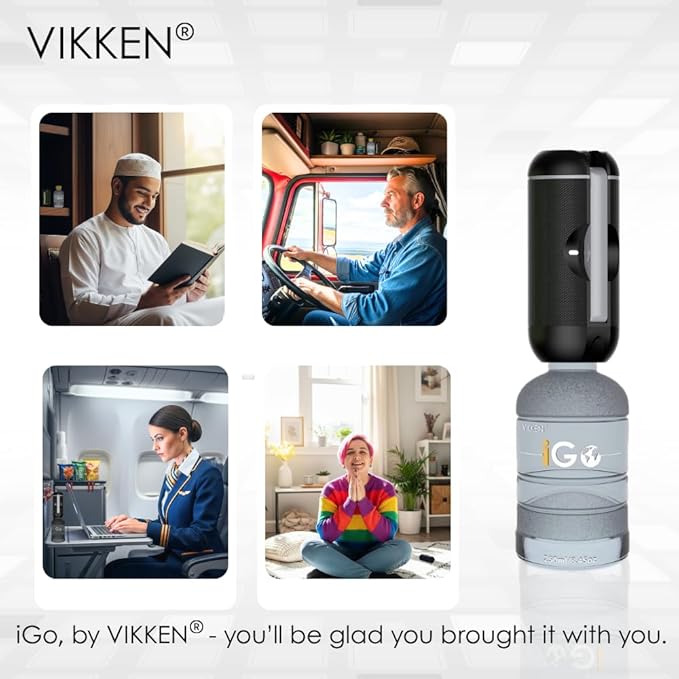 VIKKEN® 250ml iGo X Portable Travel Bidet USB-Type C Rechargeable Electric Mobile Handheld Ultra Strong Water Spray Personal Hygiene Self Care for Women & Men