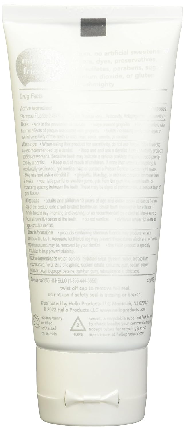 hello Mighty Multitasker Fluoride Toothpaste, 8-in-1 Toothpaste with Minty Flavor, Anticavity, Antigingivitis, Antisensitivity, Strengthens Enamel and Whitens, 4.0 Oz Tube
