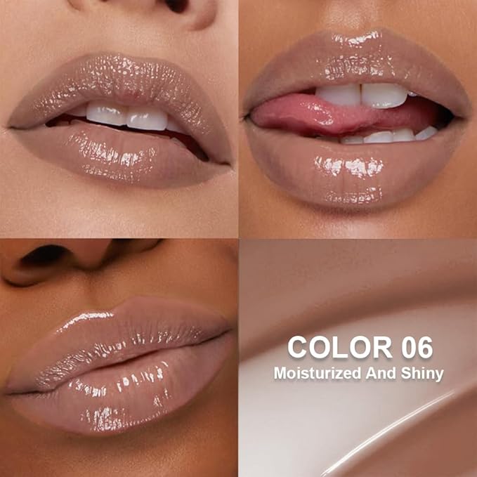 Summer Glow Reviver Lip Balm Butter Lip Gloss, Melting Lip Serum, Ultra-Hydrating Natural Vegan Lip Oil, Sheer-Tinted Shine & Hydration, Soothes & Softens Dry Lips (Nude Brown)