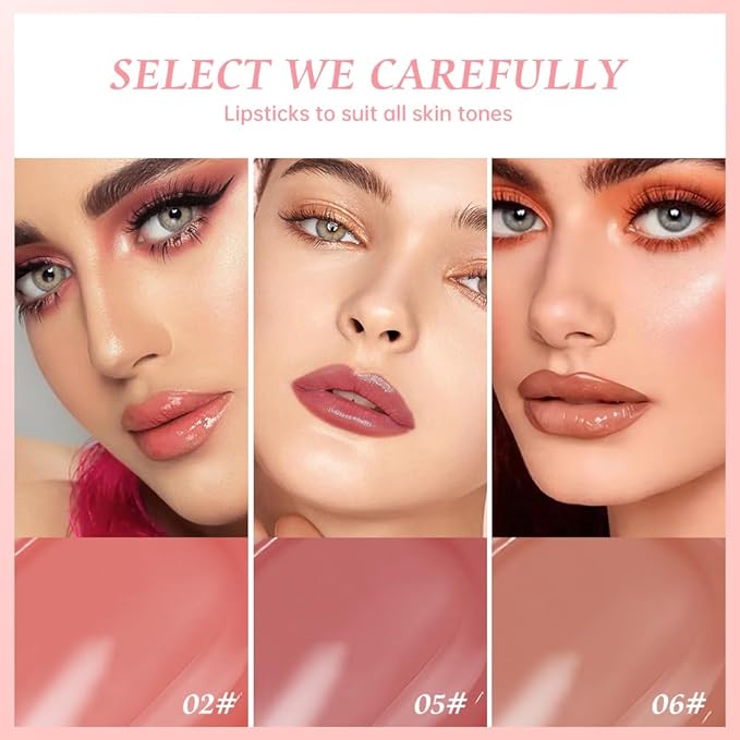 Lip Stain Hydrating High Shine – Lightweight Non-Sticky Glossy Lip Tint, Mirror Shine Moisturizing Lip Makeup for Plump & Full Lips, Long-Lasting Rich Color Lip Glaze, Soft Smooth Lip Gloss 02+05+06