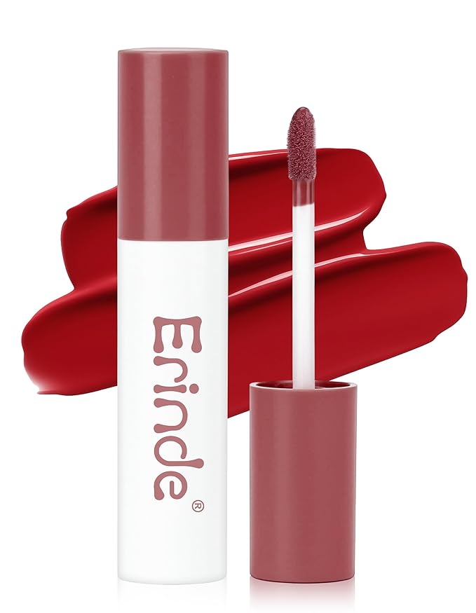 Erinde Lips Staining Lip Oil, Glossy Lip Stain, Long-Lasting Lightweight Lip Staining Oil, Moisturizing Plumping Hydrating Glossy Lip Tint, Vegan & Cruelty-Free, 08