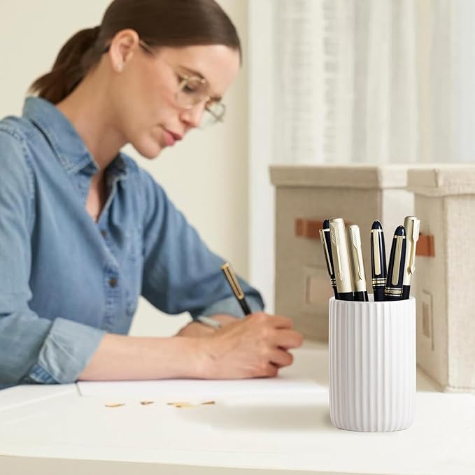 Toothbrush Holders for Bathrooms, Ceramic Tooth Brush Holder Set, Ribbed Bathroom Cups Tumbler, Reusable Toothbrush Mouthwash Cup, Toothpaste Holder Toothbrush Organizer for Bathroom Counter