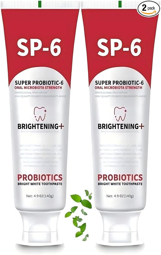 Sp-6 Probiotic,WhiteningToothpaste,ContainingProbiotic Whitening Fluorine-Free, Refreshing Mint Flavor, Whitening Toothpaste (2PC)
