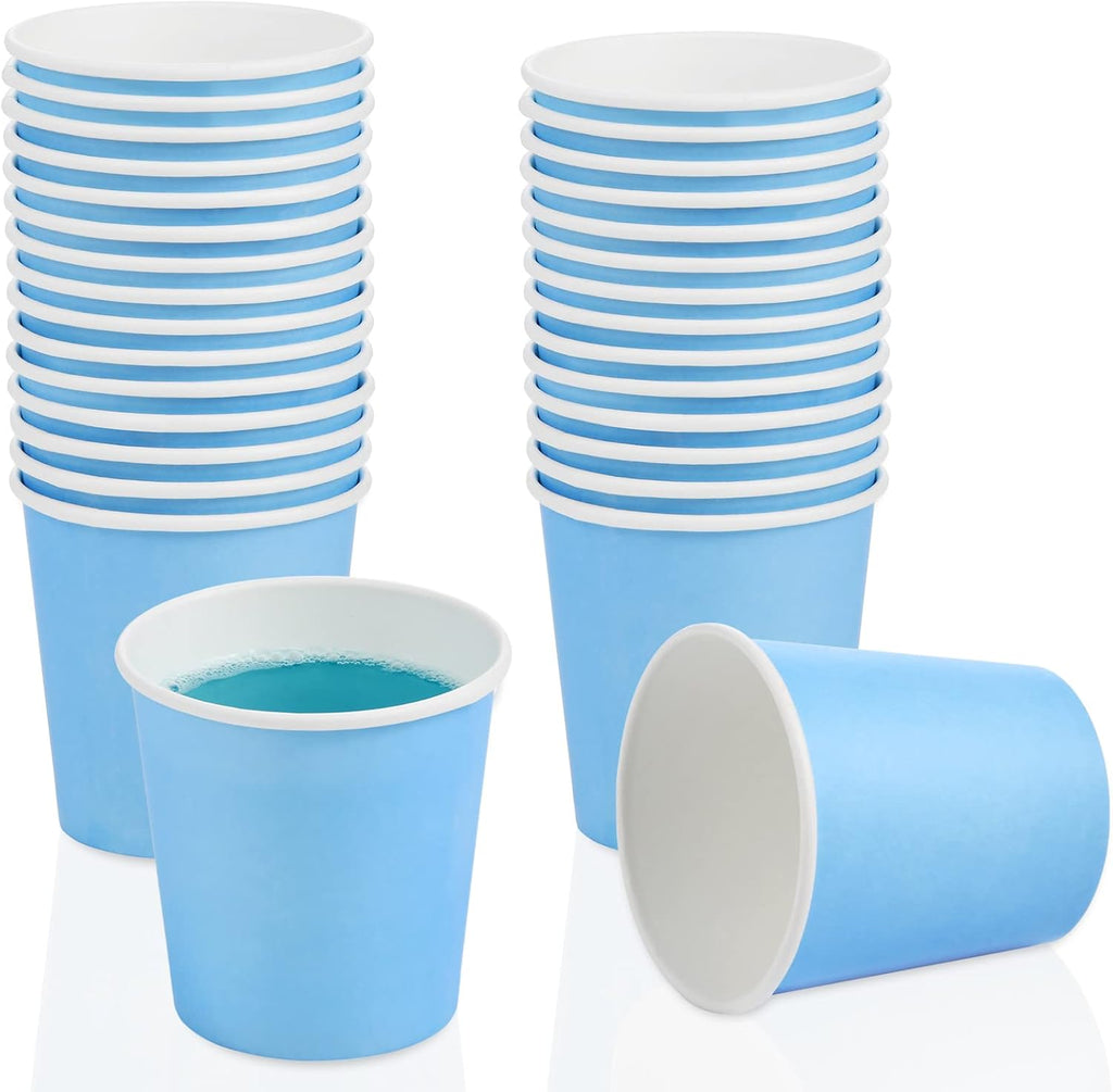 VITVITI 30 PACK Bathroom Mouthwash Cups, Disposable 3.7 OZ Coffee Paper Cup, Small Cup for Mouth Wash/Hot Cold Beverages Liquid/Tea, Blue