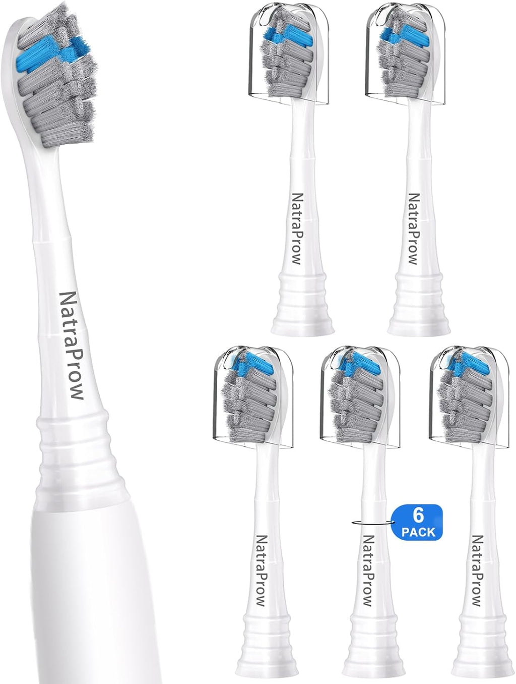 NatraProw Toothbrush Heads for Sonicare Replacement Heads,Brush Heads Compatible with Philips Sonicare Snap-On Electric Toothbrush,Bamboo Charcoal Bristle,6 Count