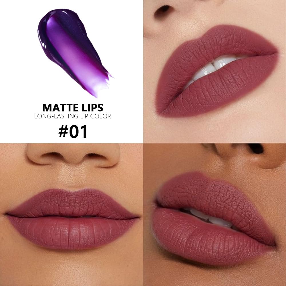 evpct Deep Mauve Red Peel Off Lip Stain Tints with Tweezer, Matte Liquid Lipstick Lip Stain Long Lasting Waterproof for Women, Non-stick Cup Lipstick Peel Off High Pigmented Smudge-proof Easy to Apply