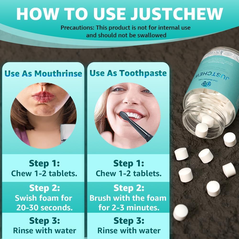 Toothpaste Tablets - Nano Hydroxyapatite,Fluoride & Plastic Free, Eco & Travel Friendly，Natural Whitening Toothpaste - Remineralize with NHA （1 Bottle / 1 Month-Coconut Mint）