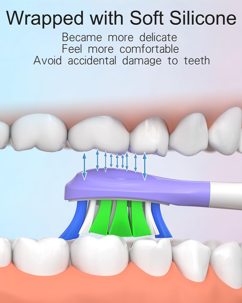 Replacement Toothbrush Heads Compatible with Philips Sonicare Click-on Handles, Multi-Coloured Silicone Wrapped Brush Heads Refills, with Covers, 12 Pack