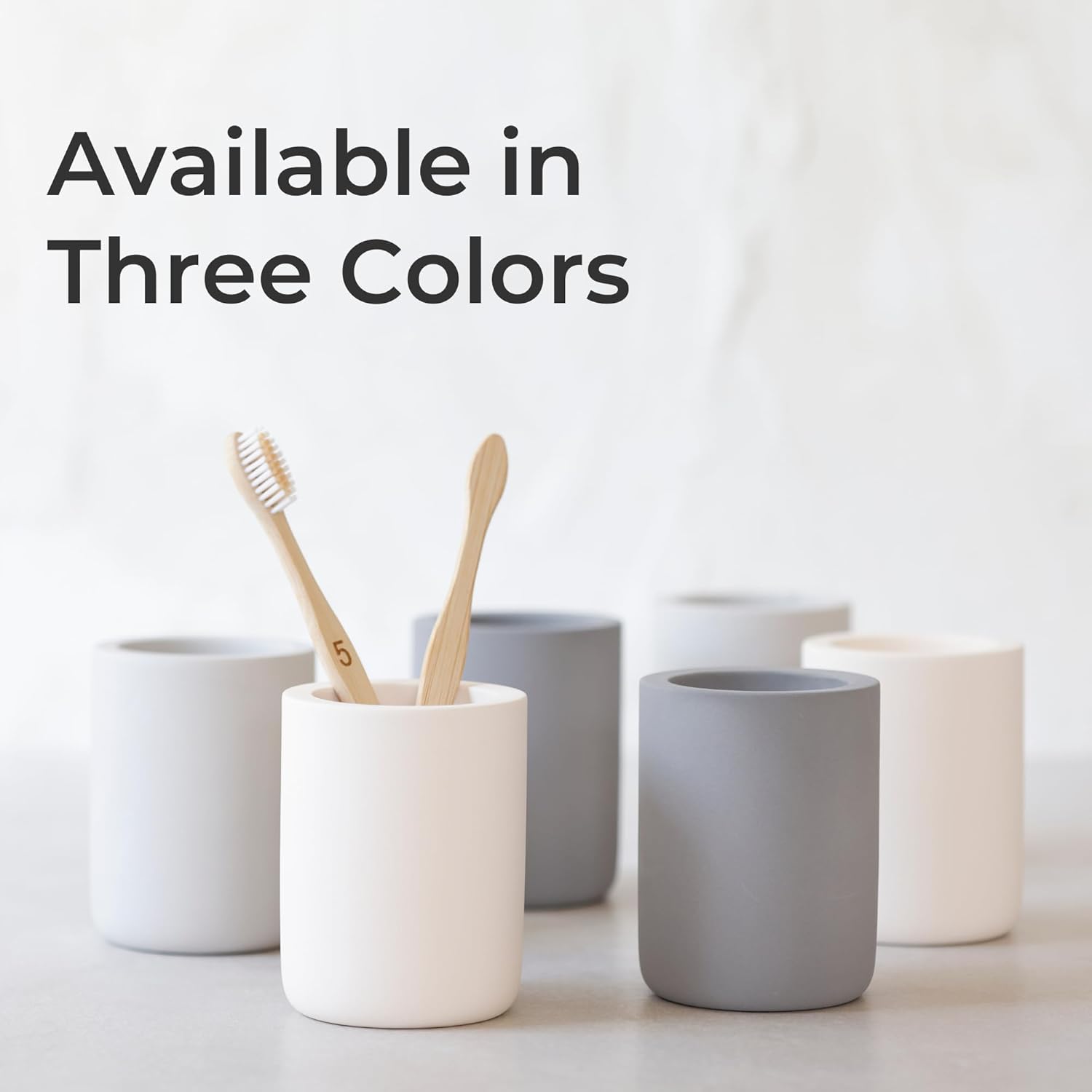 Selegna Drying Stone Toothbrush Holder, Diatomite Toothbrush Holders for Bathroom, Quick Drying Electric Toothbrush & Toothpaste Holder Cup, Diatomaceous Earth Bathroom Sink Organizer (Light Grey)