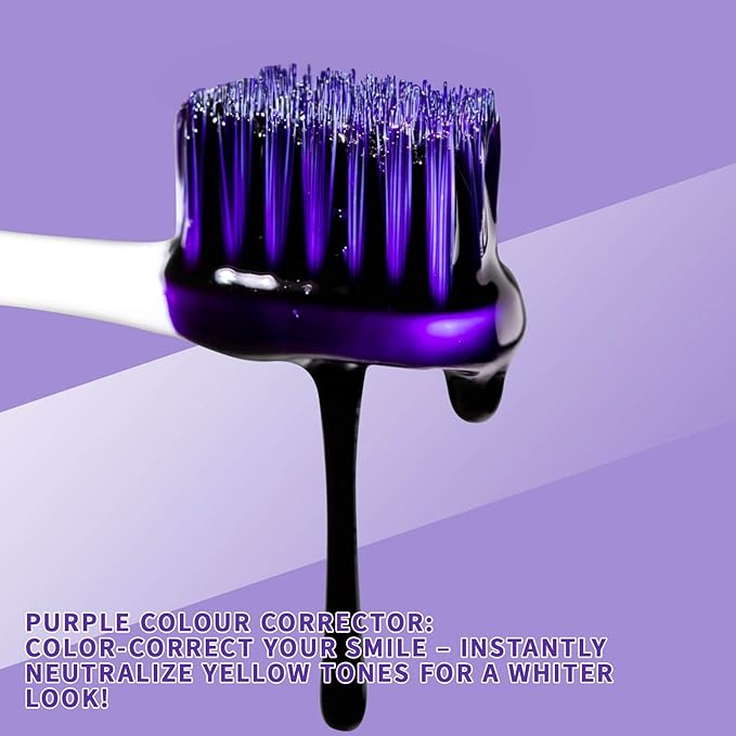 Instant Teeth Whitening Booster, Purple Toothpaste for Teeth Whitening, Purple Toothpaste, Tooth Stain Removal Colour Corrector Serum – Non-Invasive Treatment for Yellow Stains