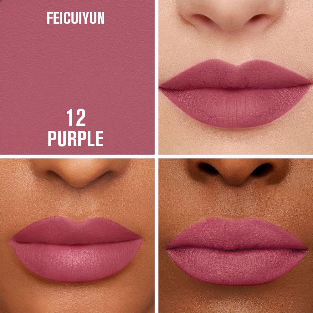 Matte Calligraphy Liquid Lip Liner Lipstick Pencil, Purple Long-Lasting Transfer-Proof Lip Stain, Lightweight Lipstick, Sheer Buildable Color, Fades to a Natural Wash of Colors