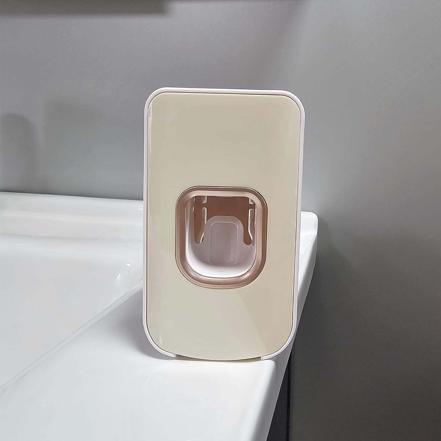 2 Slot Toothbrush Holder and Toothpaste Dispenser Wall Mounted, Automatic Toothpaste Squeezer, 2 in 1 Tooth Brush Toothpaste Organizer for Shower (Ivory Yellow 2Pack)