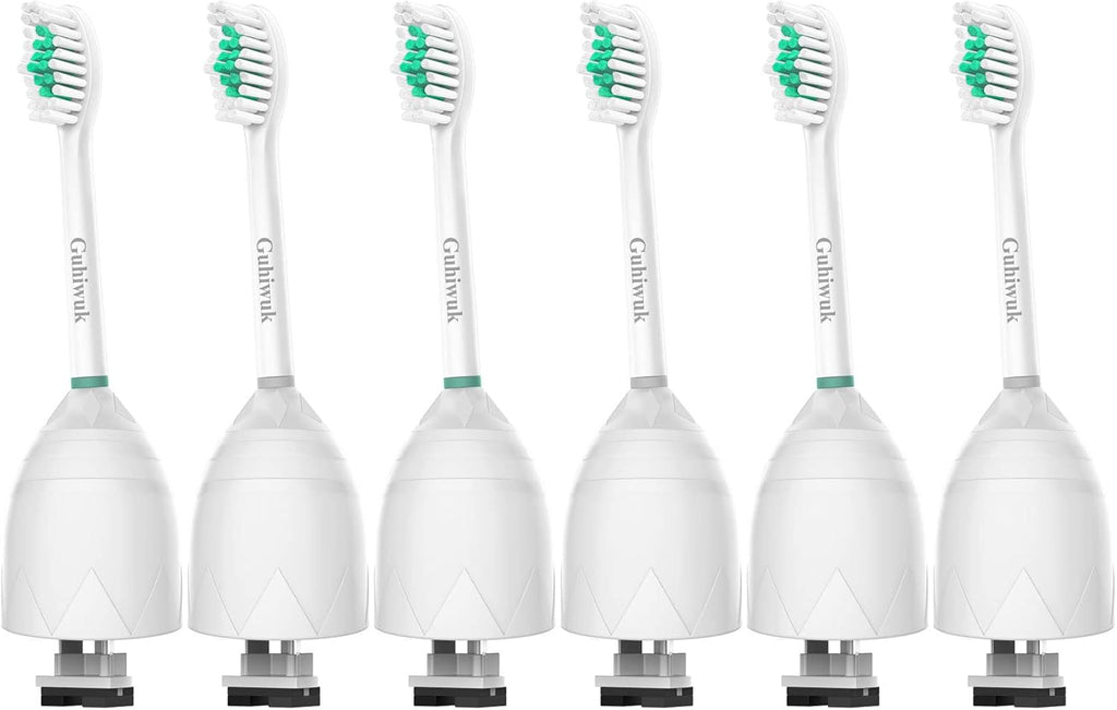 Replacement Toothbrush Heads Compatible with Philips Sonicare E-Series, Essence, Advance, CleanCare, Elite and Xtreme Screw-on Electric Phillips Brush Handles, 6 Pack