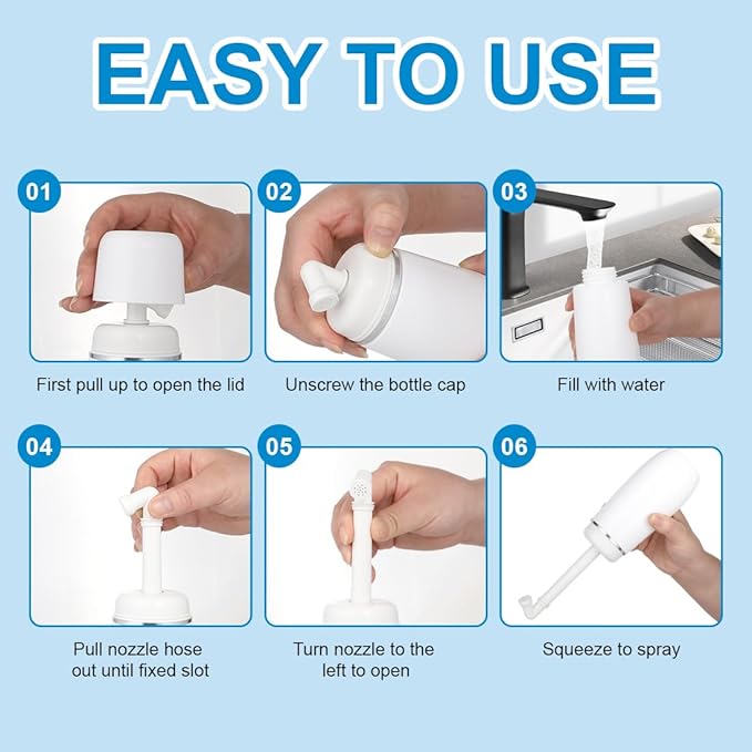 Portable Bidet for Travel 400ml Upside Down Peri Bottle Sprayer Handheld for Postpartum Perineal Care Hemorrhoid Treatment