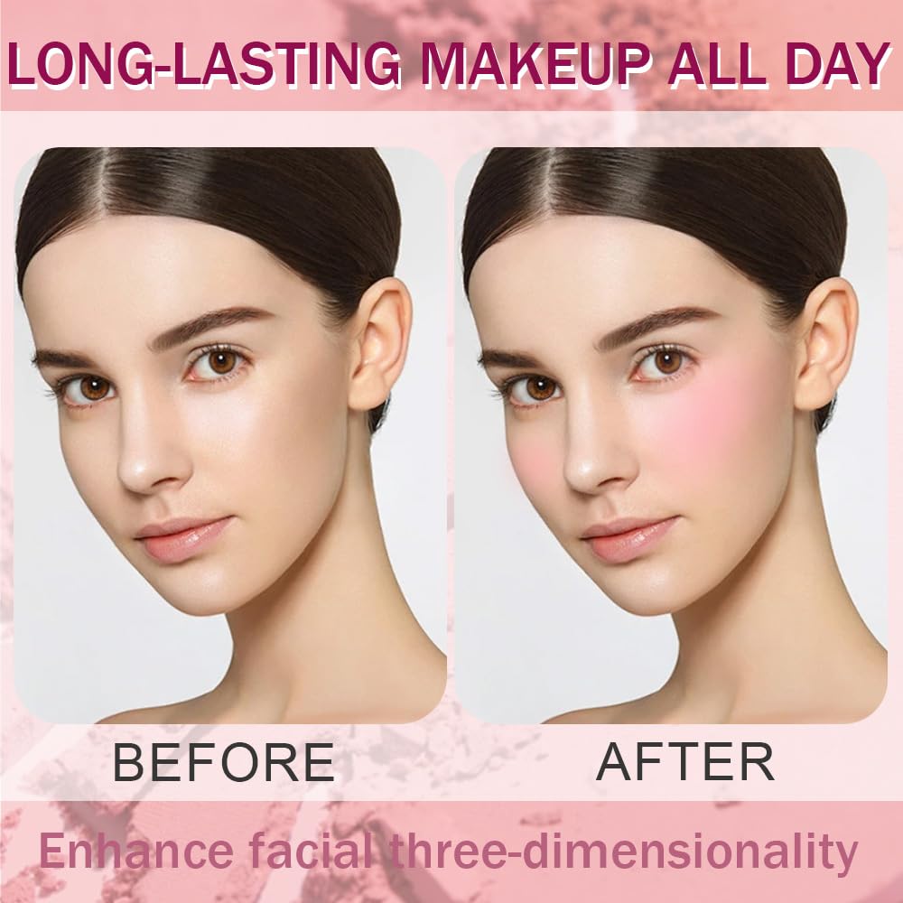 Matte Powder Blush for Cheeks – Long Lasting Natural Face Blusher Makeup, Lightweight Blendable Cheek Color for Women, Vegan & Cruelty-Free – #05 Light Pink